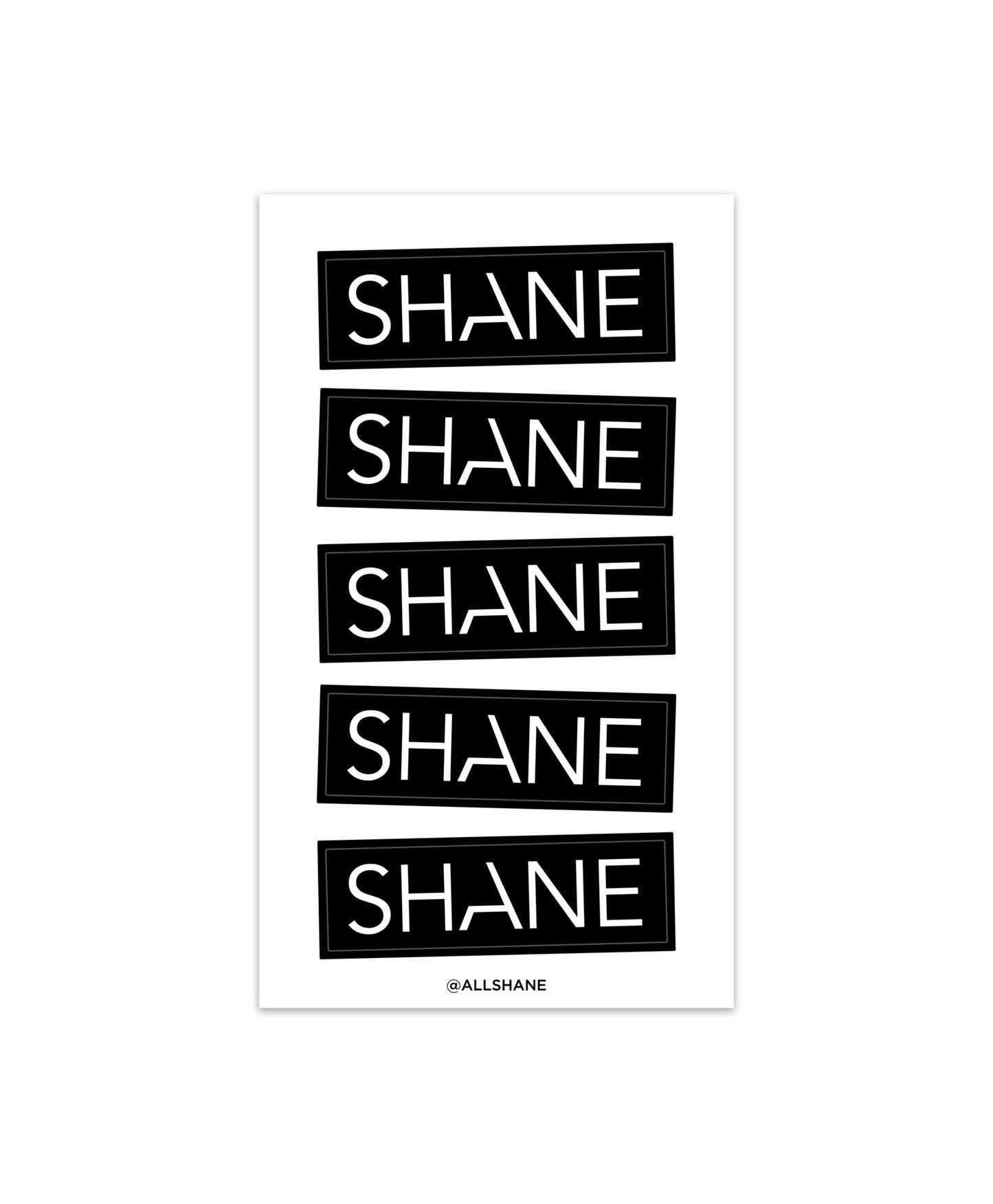 Black SHANE Sticker Sheet