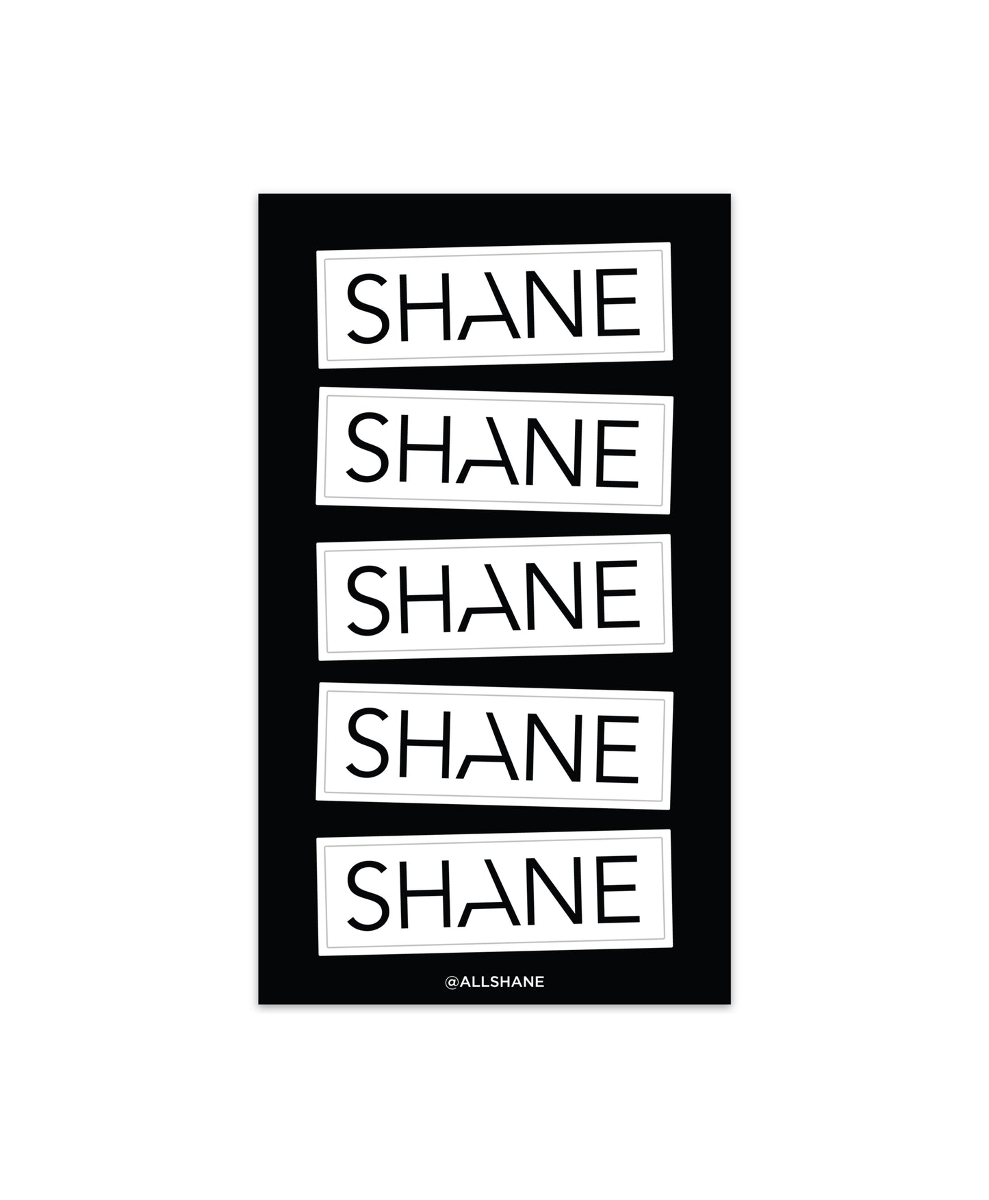 White SHANE Sticker Sheet
